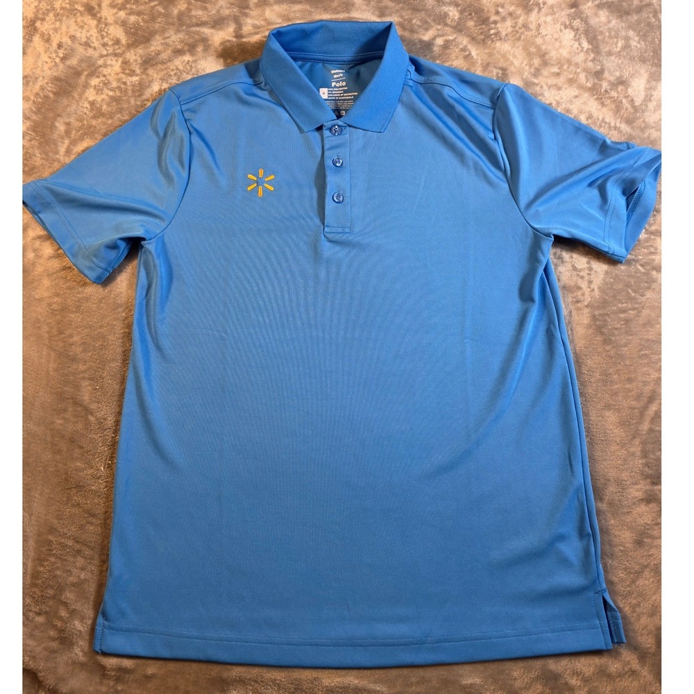Walmart Employee Polo Shirt Mens Small Blue Spark Logo Performance Workwear